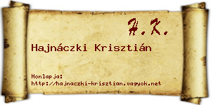 Hajnáczki Krisztián névjegykártya
